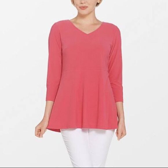 Linea Louis Dell'Olio Moss Crepe Peplum Detail Top - Picture 1 of 5